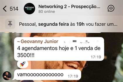 Aluno: 4 agendamentos hoje e 1 venda de 3500