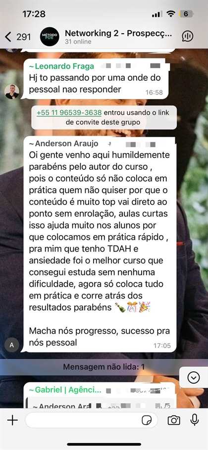 Aluno elogia o curso: melhor curso, aulas curtas e direto ao ponto