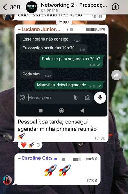Aluno: consegui agendar minha primeira reunião